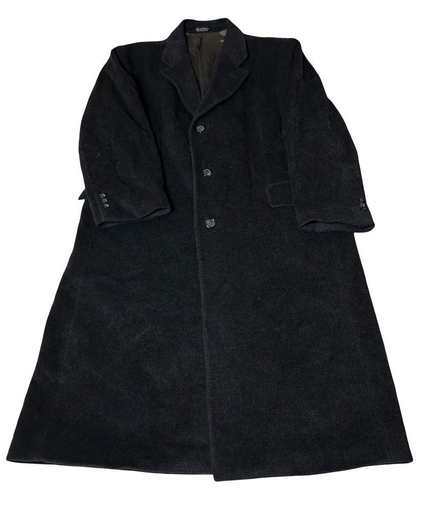 VTG Egon Von Furstenberg Wool Cashmere Blend Long Coat Overcoat Size 44R Black