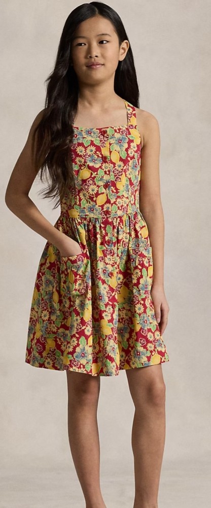 Polo Ralph Lauren Girls Lemon-Floral Slub Cotton Dress