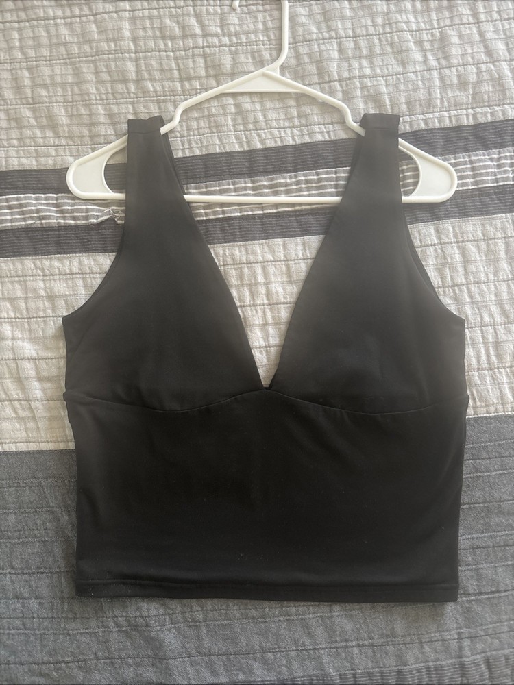 Black Low Cut Party Going Out Tank Top Women’s Reoria XL Double Lined
