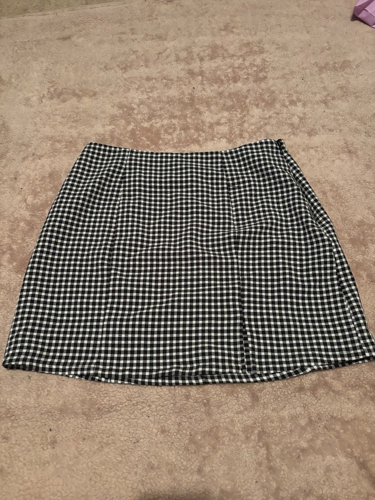 Forever 21 Women's Black White Gingham A-Line Short Skirt Casual Size M Regular