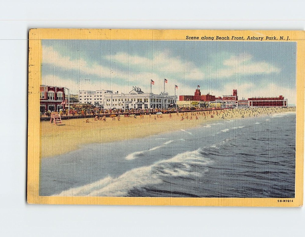 Postcard Scene Along Beach Front Asbury Park New Jersey USA