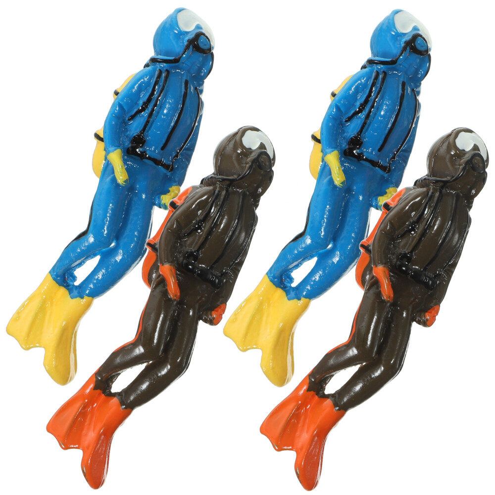 4 Pcs Diver Figure Fish Tank Landscaping Underwater Decor Child