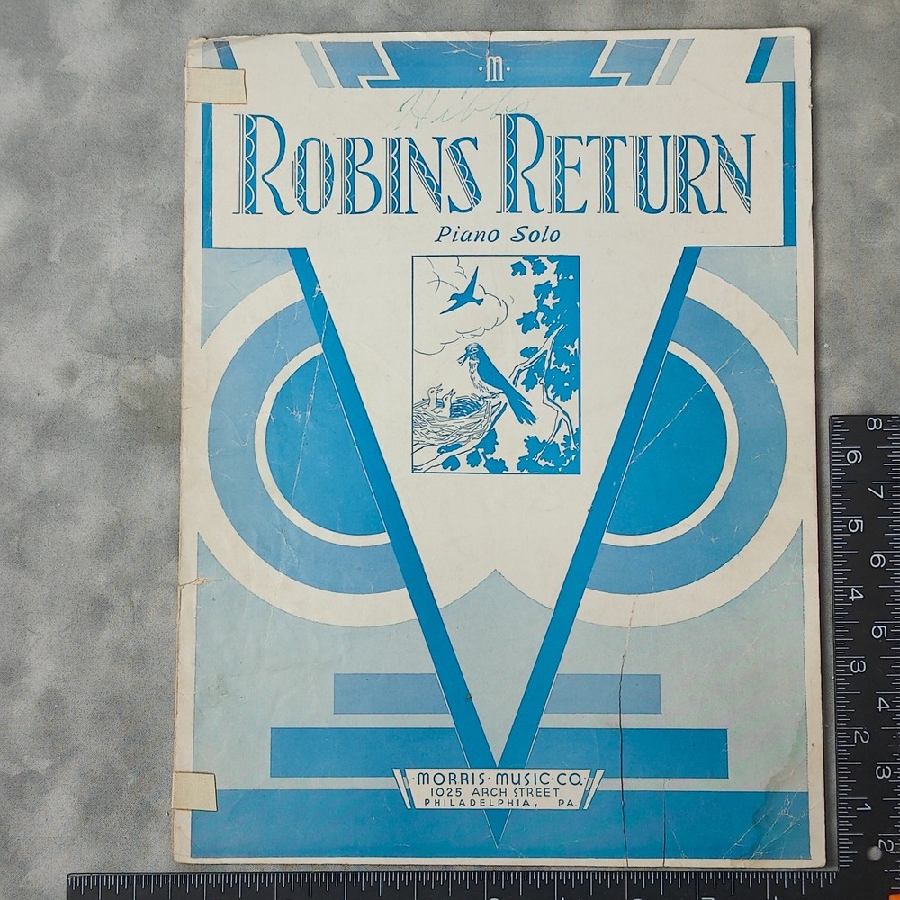 1926 The Robin's Return Caprice Piano Solo Leander Fisher Morris Sheet Music