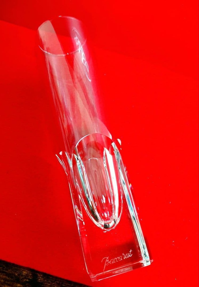 Baccarat Pluton Flower Vase Crystal Glass Rare Collection Made in France