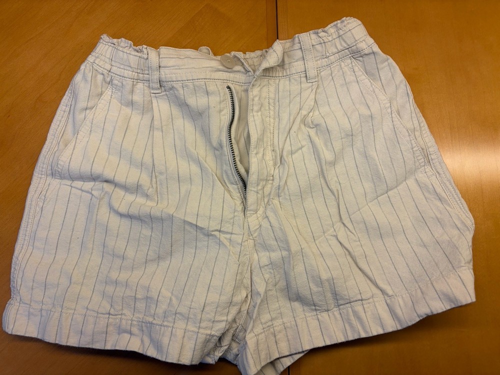 Uniqlo Linen Cotton Striped Shorts Women’s XS 24–25 Waist Blue