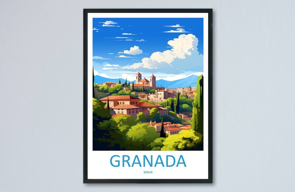 Granada Travel Print Wall Art Granada Wall Hanging Home Dcor Granada Gift Art