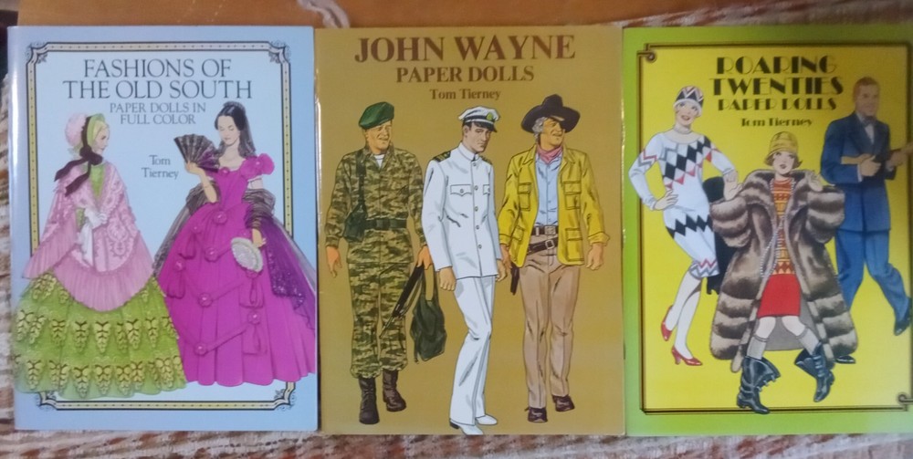 3 Books of Paper Dolls by T. Tierney ~J. Wayne, Roaring 20's, Fashions Old South