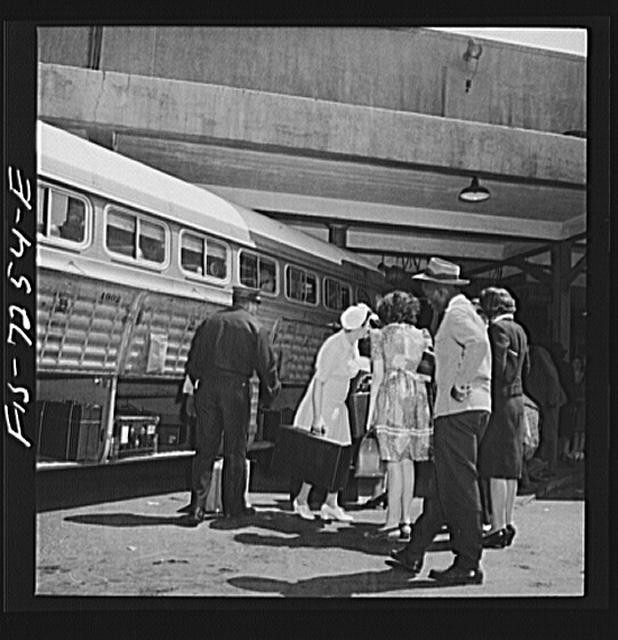 Photo:New York NY 1930s Boarding Greyhound Interstate Bus Terminal