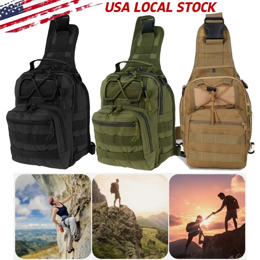 Outdoor Tactical Sling Bag Military MOLLE Crossbody Pack Chest Shoulder Backpack
