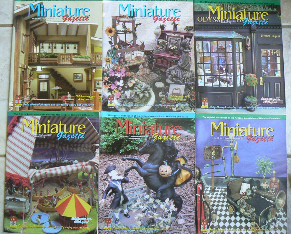 6 Miniature Gazette 2017 magazine, complete year, dollhouse + NAME