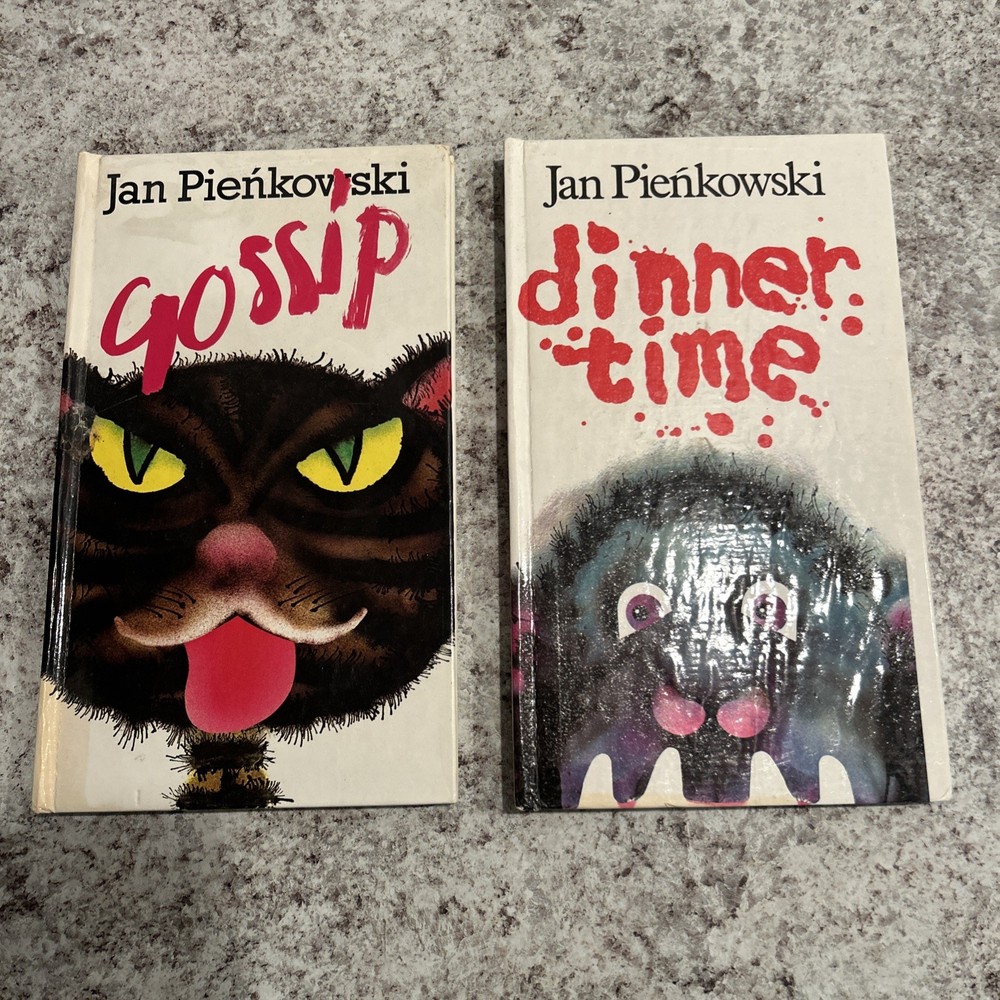 Lot of 2 Jan Pieńkowski Gossip & Dinner Time HC Pop-Up Books Vintage 1980s