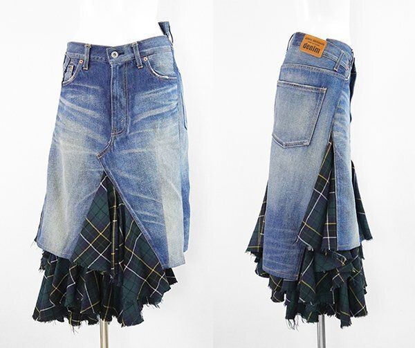 Unused Comme Des Garcons Junya Watanabe Denim Skirt Women Waist 72cm/28.3in