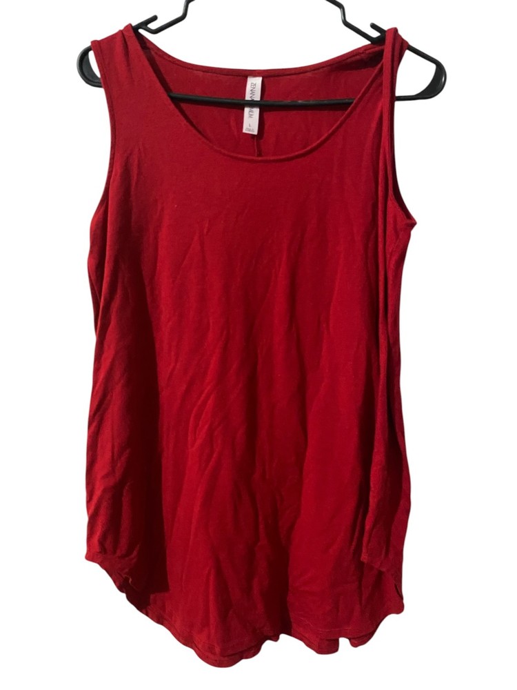 Zenana Premium Womens Large Red Sleeveless Tank Top Flowy Casual Basic Blouse
