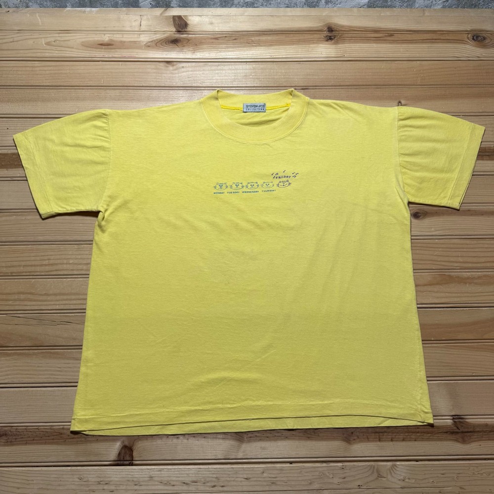 Vintage Cat Days of the Week Single Stitch Graphic T-Shirt Men's - Size XL