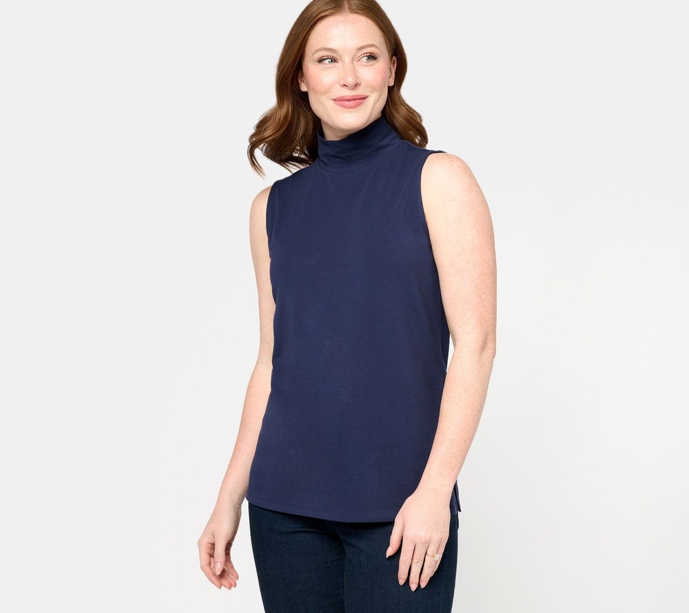 Isaac Mizrahi Live! Women's Top Sz XS Solid or Printed Mock Neck Green A611988