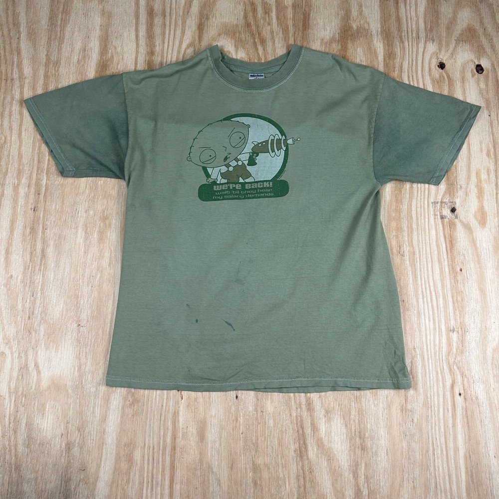 Vintage Jerzees 2005 Family Guy Graphic Design Short Sleeve T-Shirt Size XL Y2K