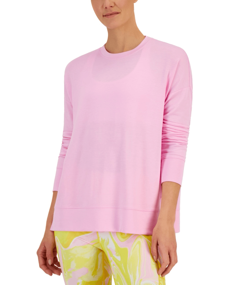 ID Ideology Women S Active Solid Crewneck Top Pink Size Medium