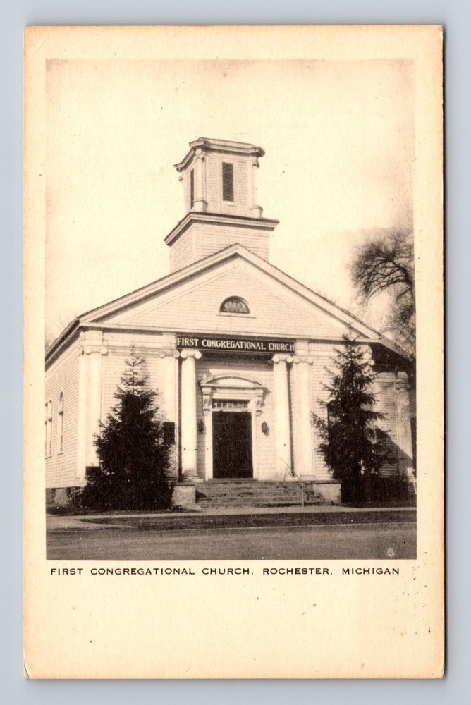 Rochester MI-Michigan, First Congregational Church, Vintage Postcard