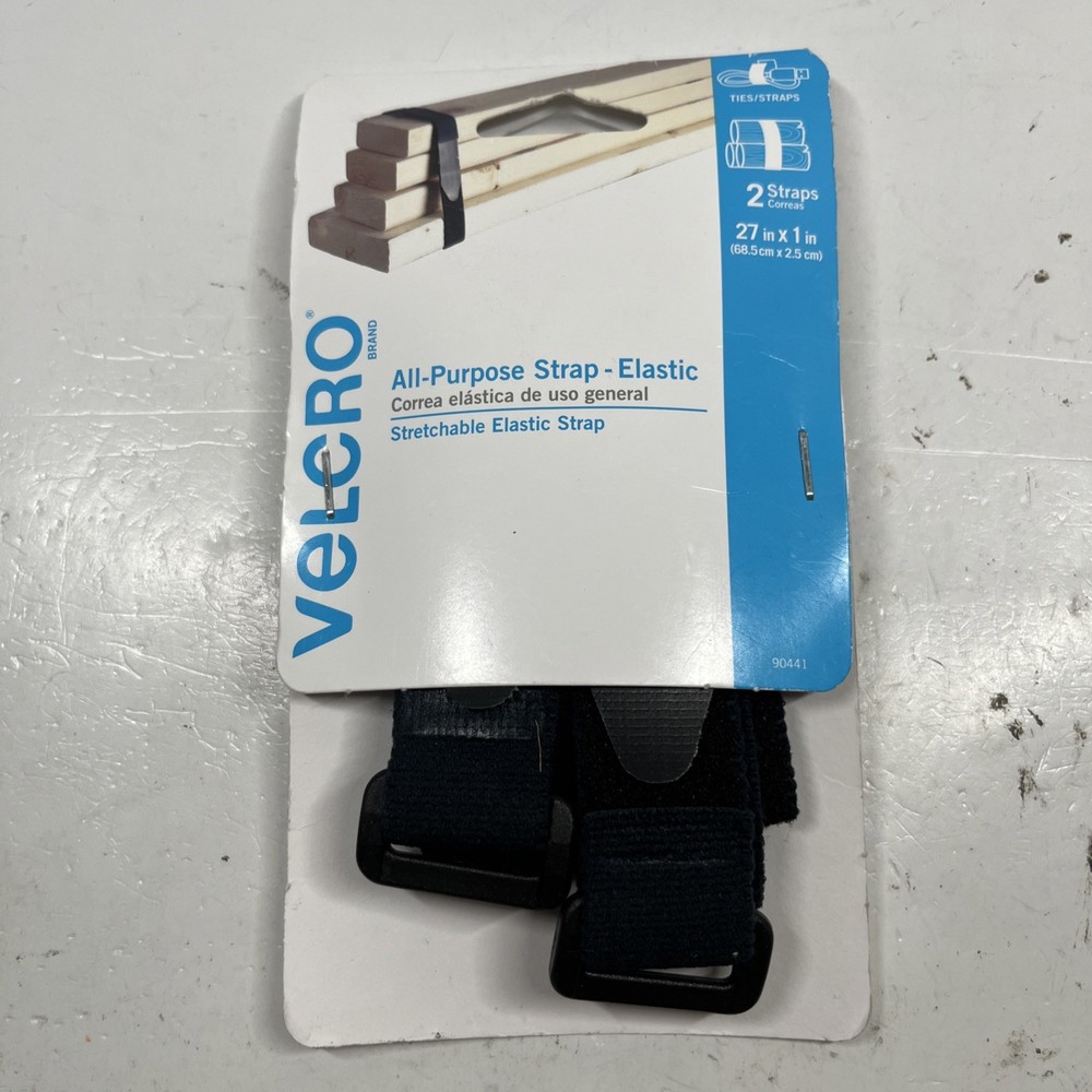 Velcro Brand 27in x 1in Elastic Strap 2pcs Black All Purpose Fastener