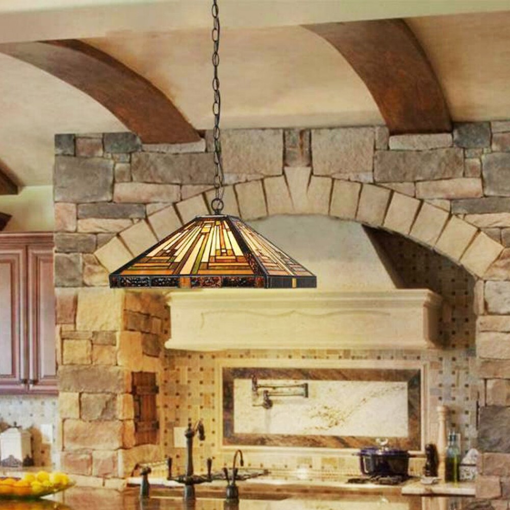 Tiffany Style Vintage Stained Glass Pendant Lamp Ceiling Fixture Hanging Light