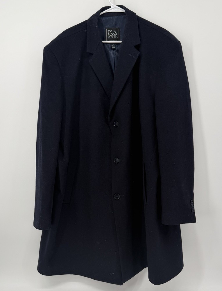 Jos. A. Bank Executive Navy Blue Wool Blend  Overcoat Jacket Mens Size 52R