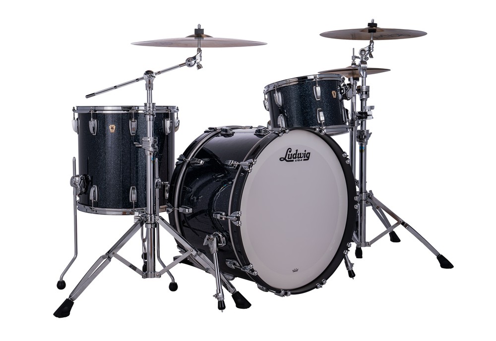 Ludwig Classic Maple Hybrid Black Sparkle Pro Beat 14x24_9x13_16x16 Drums Shells