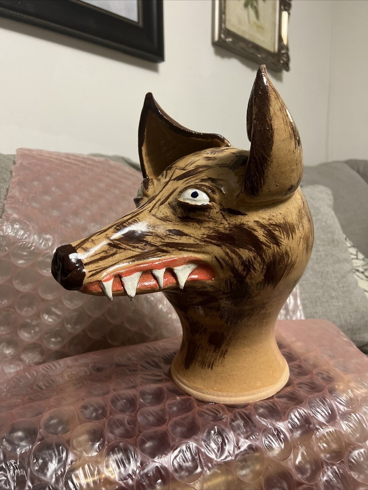 Dwayne Craig Wolf Face Jug 13”Catawba North Carolina