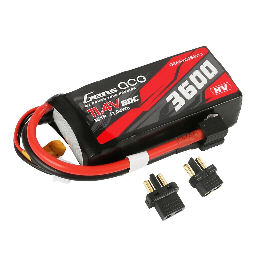 Gens Ace Adventure High Voltage 3600 3S 11.4V 60C Lipo Battery W/ EC3 Deans Xt60-image