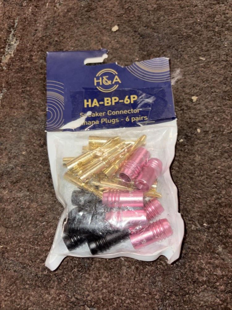Banana Plugs H&A Speaker Connector Banana Plugs, 6 Pair Open Box