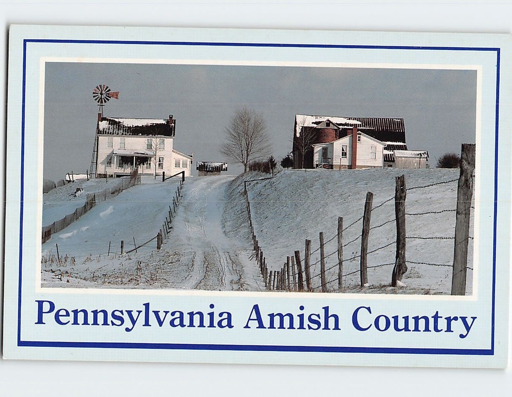 Postcard Winter Scene Pennsylvania Amish Country USA