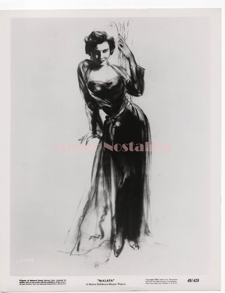 Vintage Photo 1949 sexy Valentina Cortese in Malaya advertising artwork rare