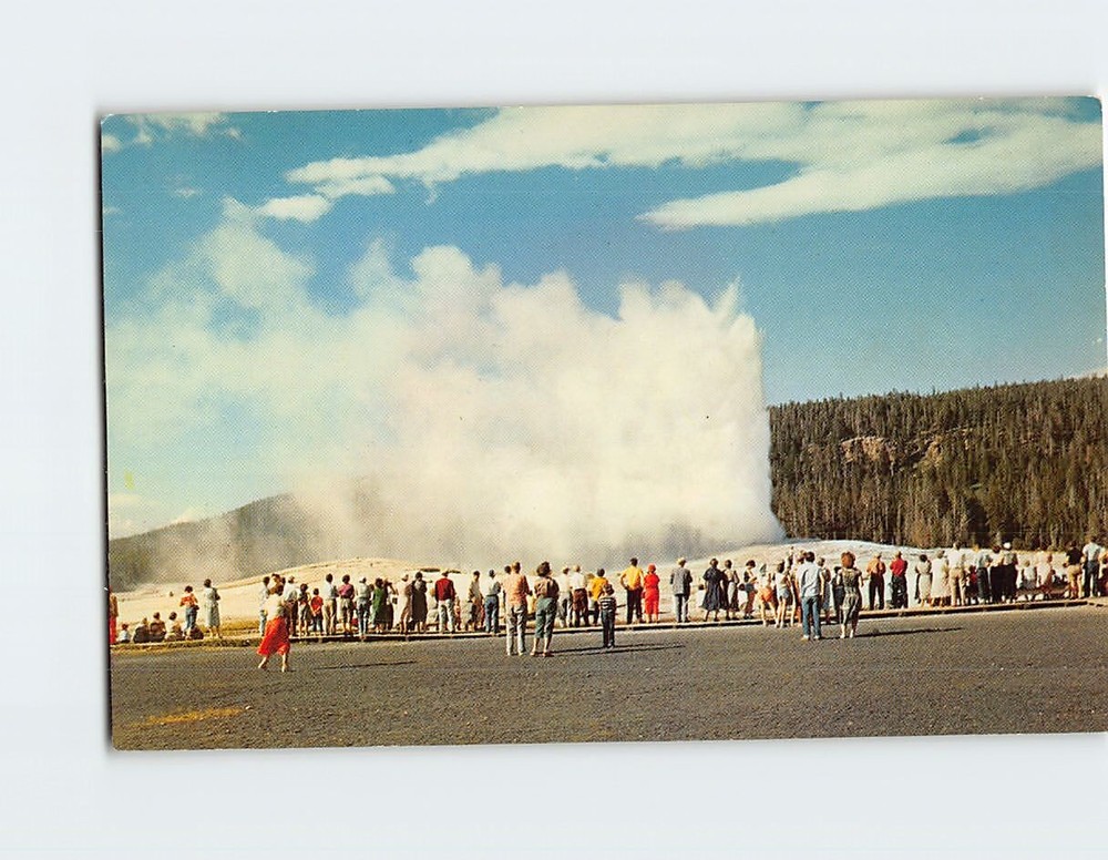 Postcard Old Faithful Geyser Yellowstone National Park Wyoming USA