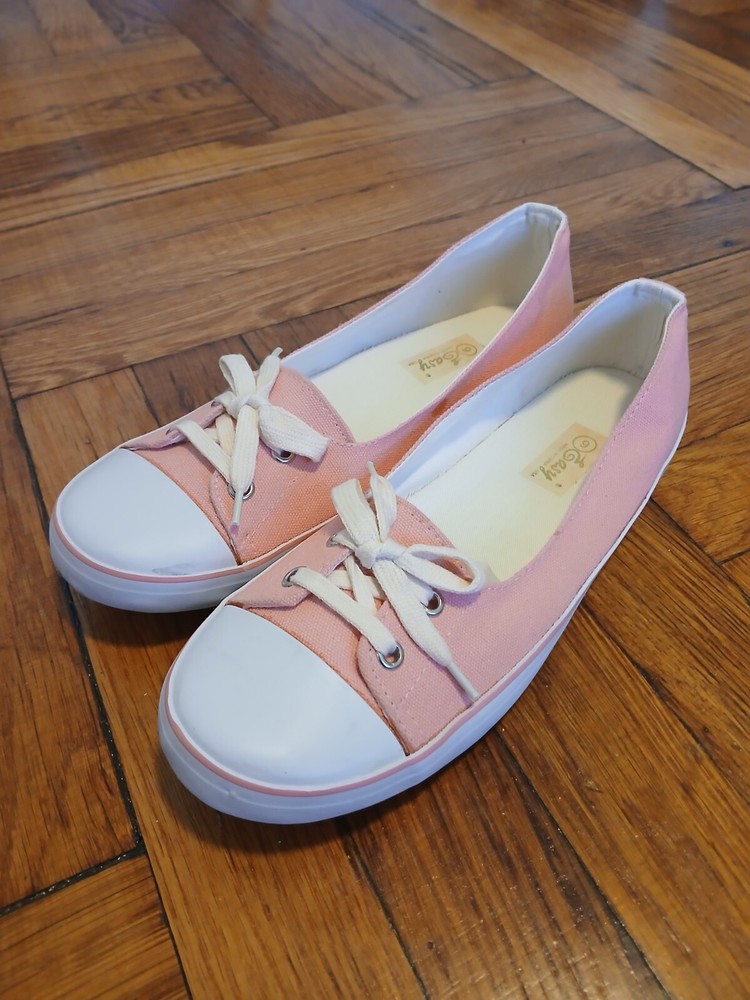 New Pink Women's Slip On Lace Canvas Athletic Shoes sizes 6-11
