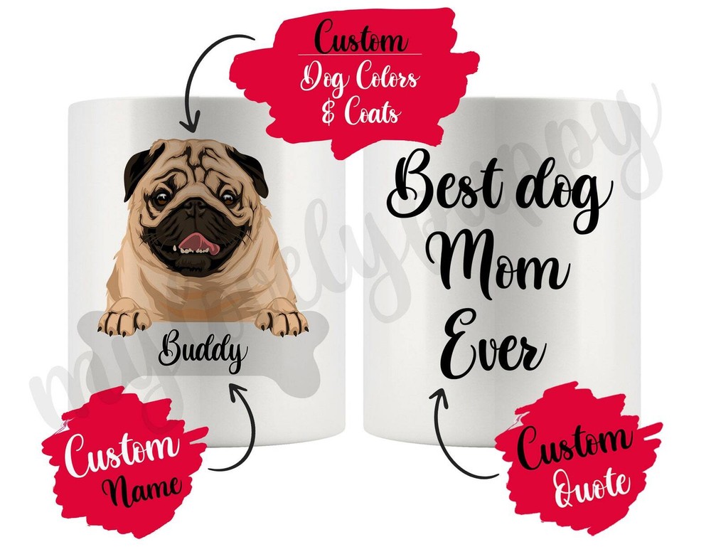 Personalized Pug Dog Mom Dad Mug Pug Women Gifts Mops Dog Mommy Daddy Mug Pug