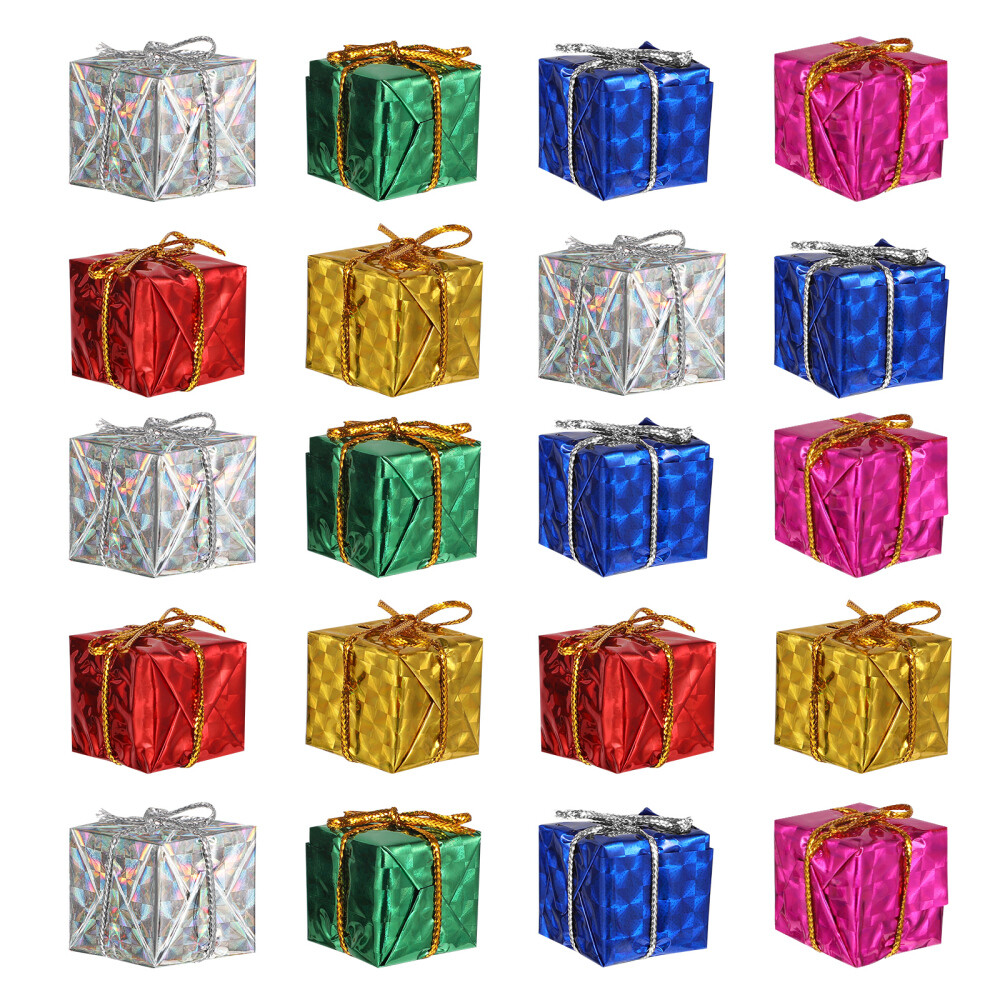 24 Pcs Mini Christmas Presents for Crafts Tree Gift Box Pendants