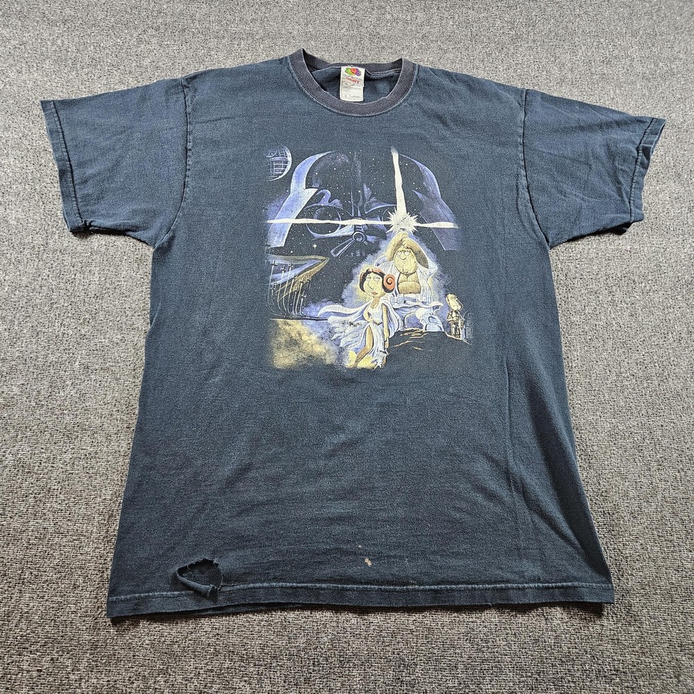Star Wars Family Guy Shirt Mens XL Black Darth Vader Leia Graphic Parody Tee