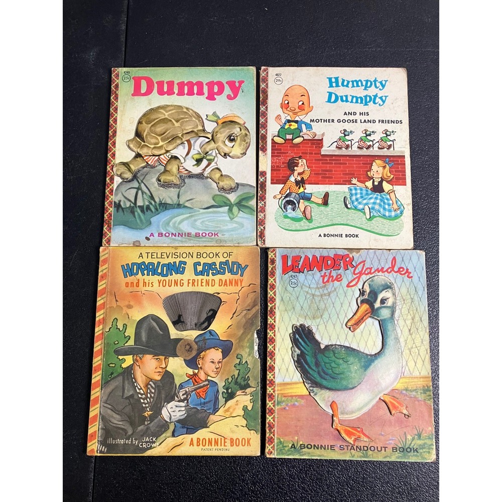 Vintage Bonnie Books Lot of 4 Hopalong Cassidy Humpty Dumpty Leander Gander