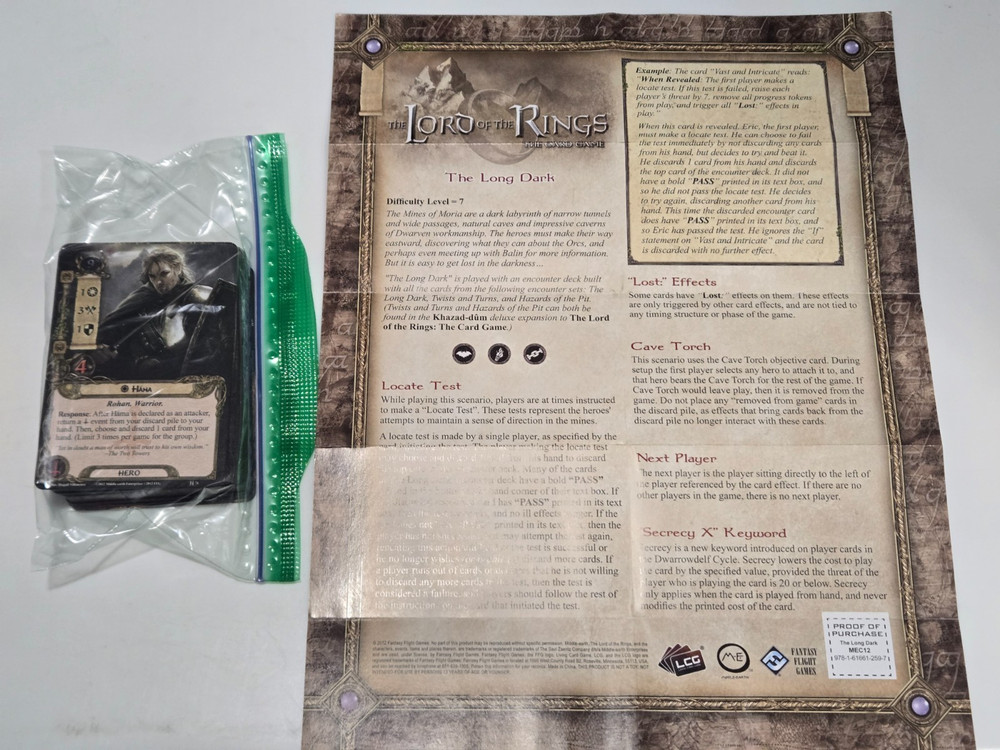 The Lord of the Rings Card Game The Long Dark Adventure Pack (Used)