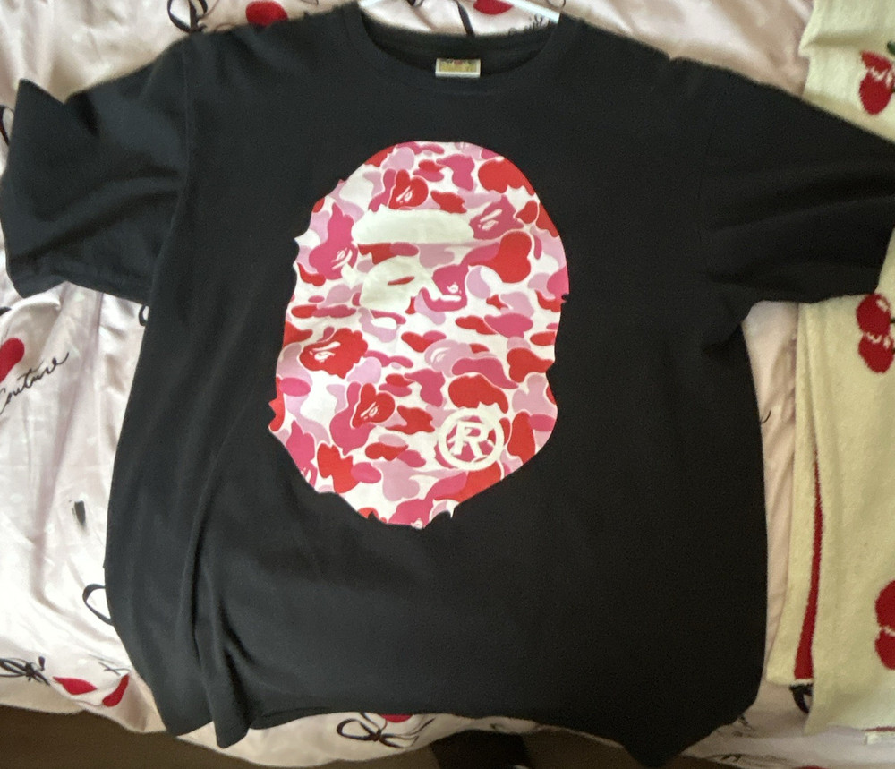 A Bathing Ape BAPE Men's Black Graphic Print Logo Crew Neck T-Shirt XL
