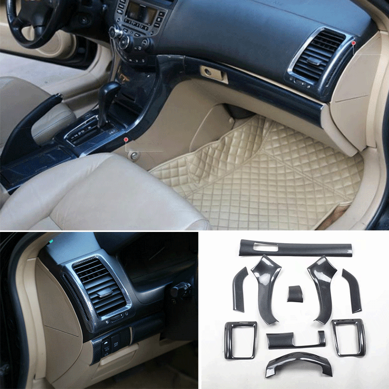 For Honda Accord 7th 2003-2007 Carbon Fiber Center Console Dashboard Covers 10X