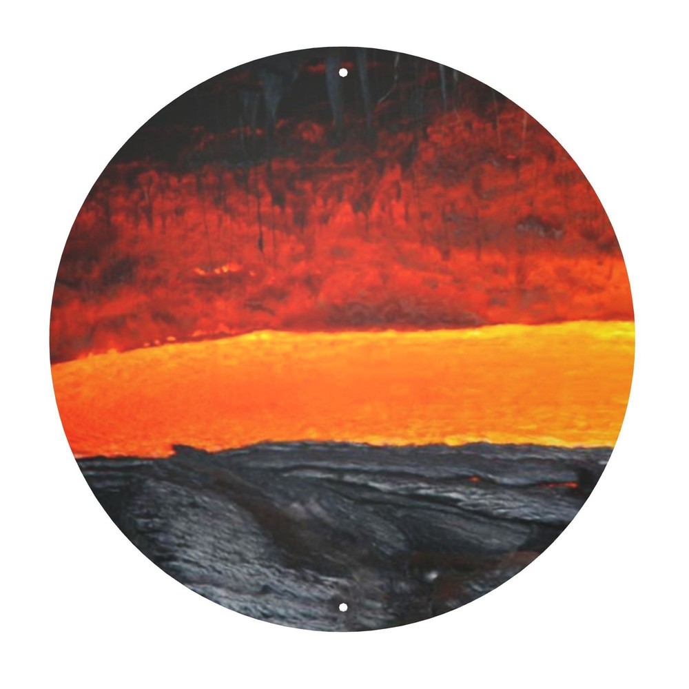 Vintage Volcano Eruption Lava Flow Aluminum Wall Art