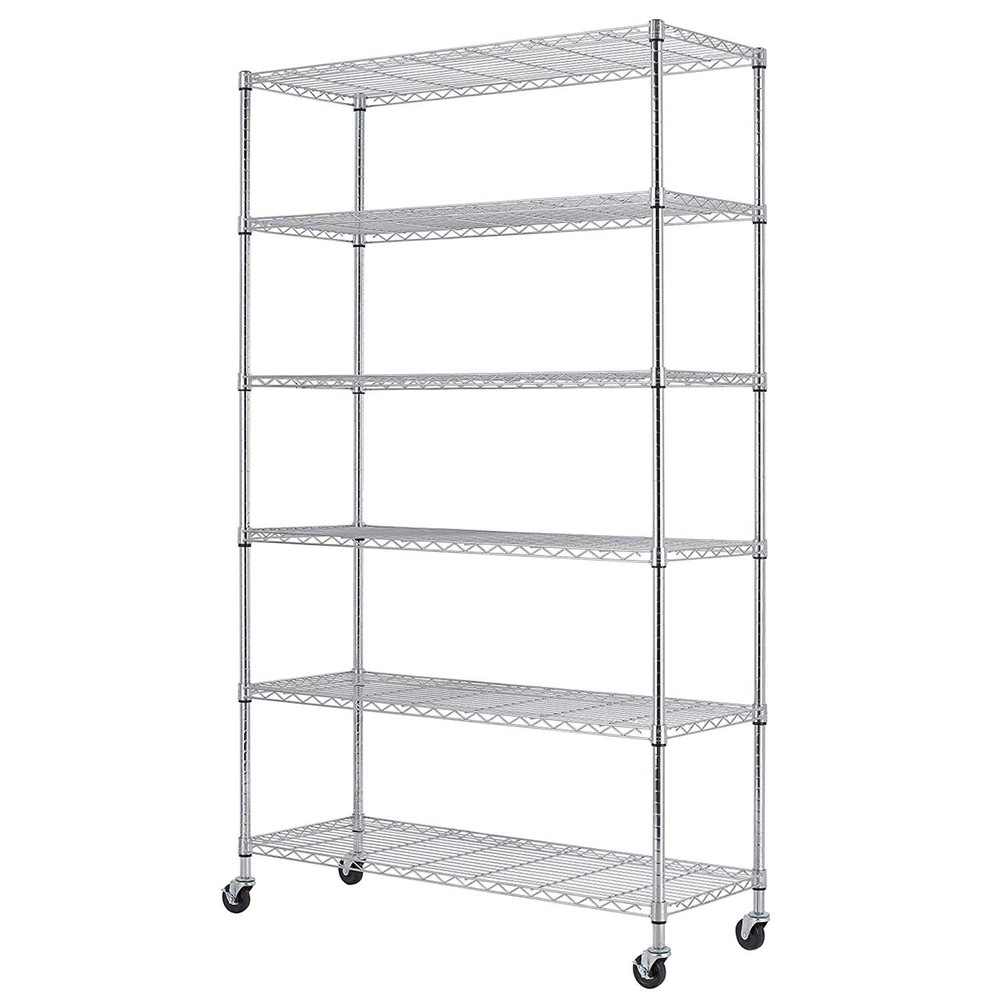 72x48x18 Heavy Duty NSF Wire Shelving Unit with 6 Tires for Large Storage
