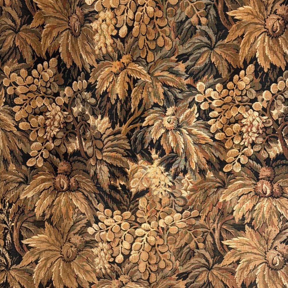 85x 49 1 of 2 Antique French tapestry curtain drape HEAVY jacquard weave c1880