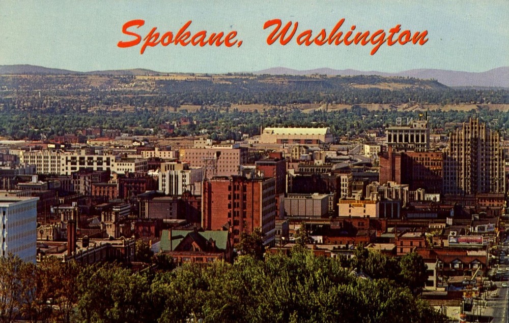 Spokane Washington WA seen from Cliff Drive bird's-eye view ~ 1950s