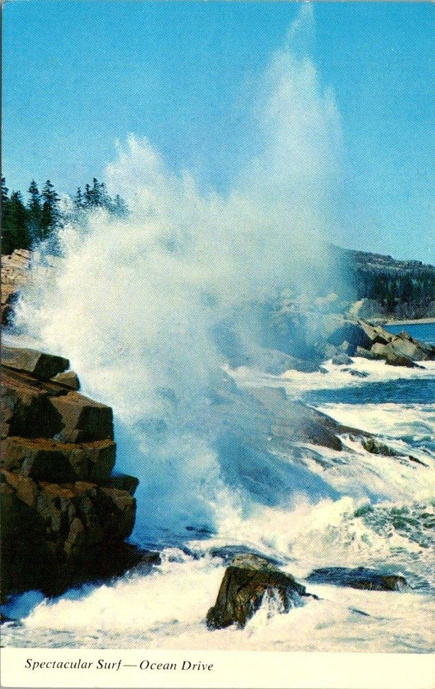Spectacular Surf Ocean Drive Acadia National Park Maine Postcard-image