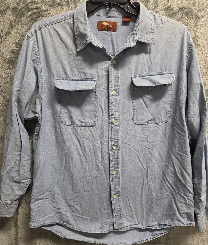 Bob Timberlake Men's Large Light Blue Denim Long Sleeve Button-Up Shirt