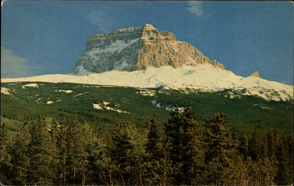 Glacier Natl Park Montana ~ Chief Mountain ~ aerial view ~ snow ~ postcard