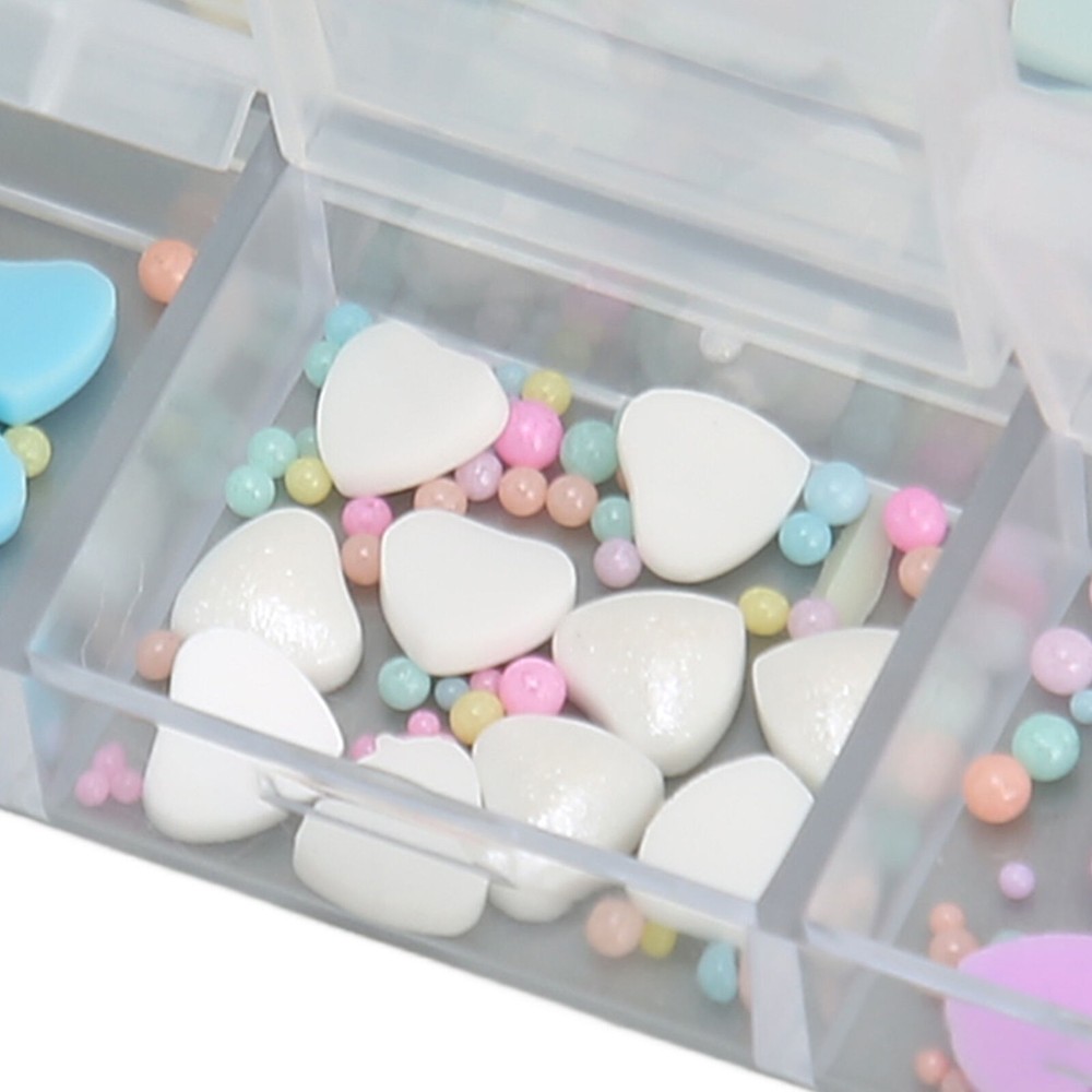 1 Box Heart Nail Art Decor Portable Safe Resin DIY Nail Art Ornaments for Home