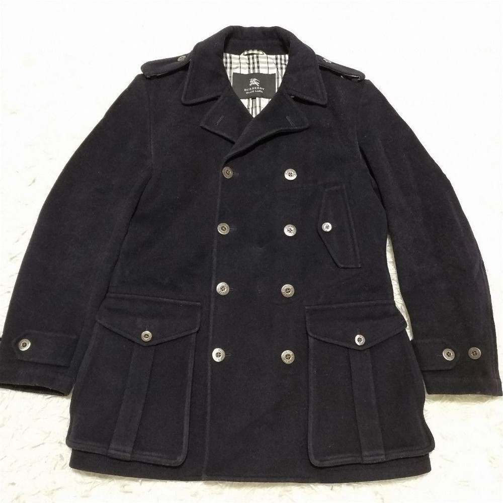 Burberry Black Label Pea Coat Wool Nova Check Asian fit M US size S Used Men's