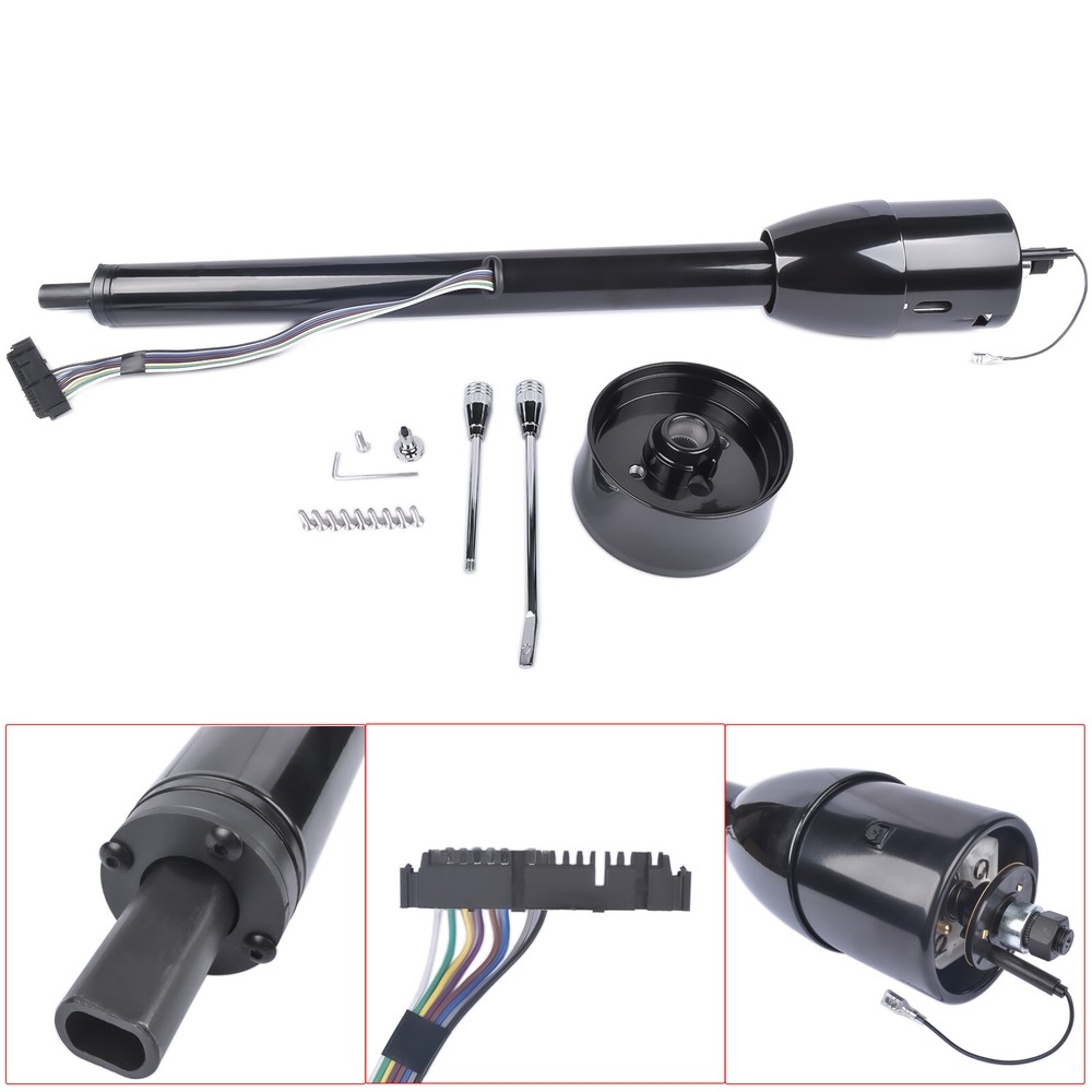 Universal 30 Manual Tilt Steering Column with 9 Hole Wheel Adapter Keyless Black